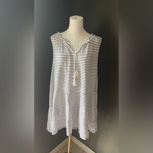 Max Studio Navy & White Striped Sleeveless Dress – Women’s 3X